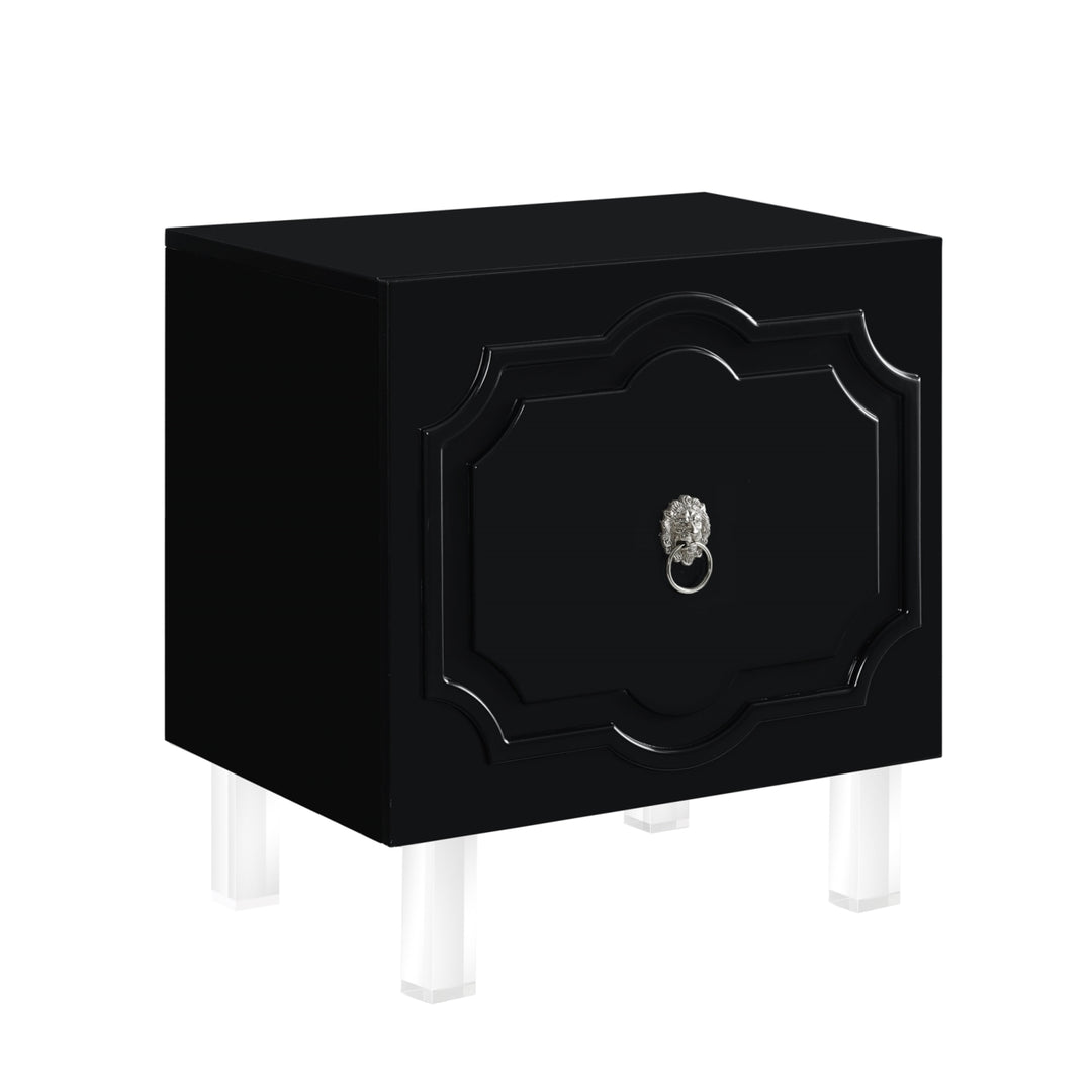 Anastasia Glossy Nightstand-Lacquer Finish-Side Table-Acrylic Lucite Legs-Modern and Functional by Inspired Home Image 7