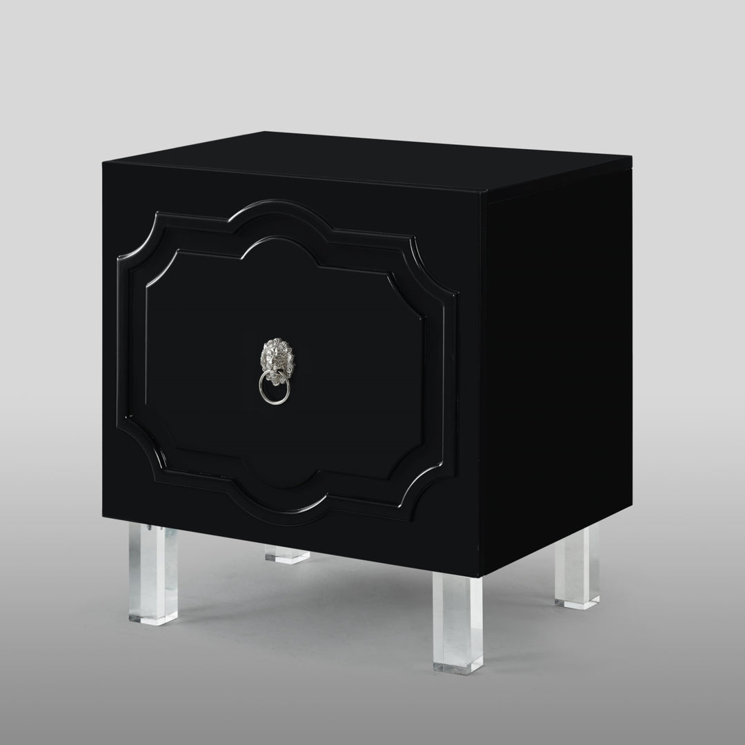 Anastasia Glossy Nightstand-Lacquer Finish-Side Table-Acrylic Lucite Legs-Modern and Functional by Inspired Home Image 8
