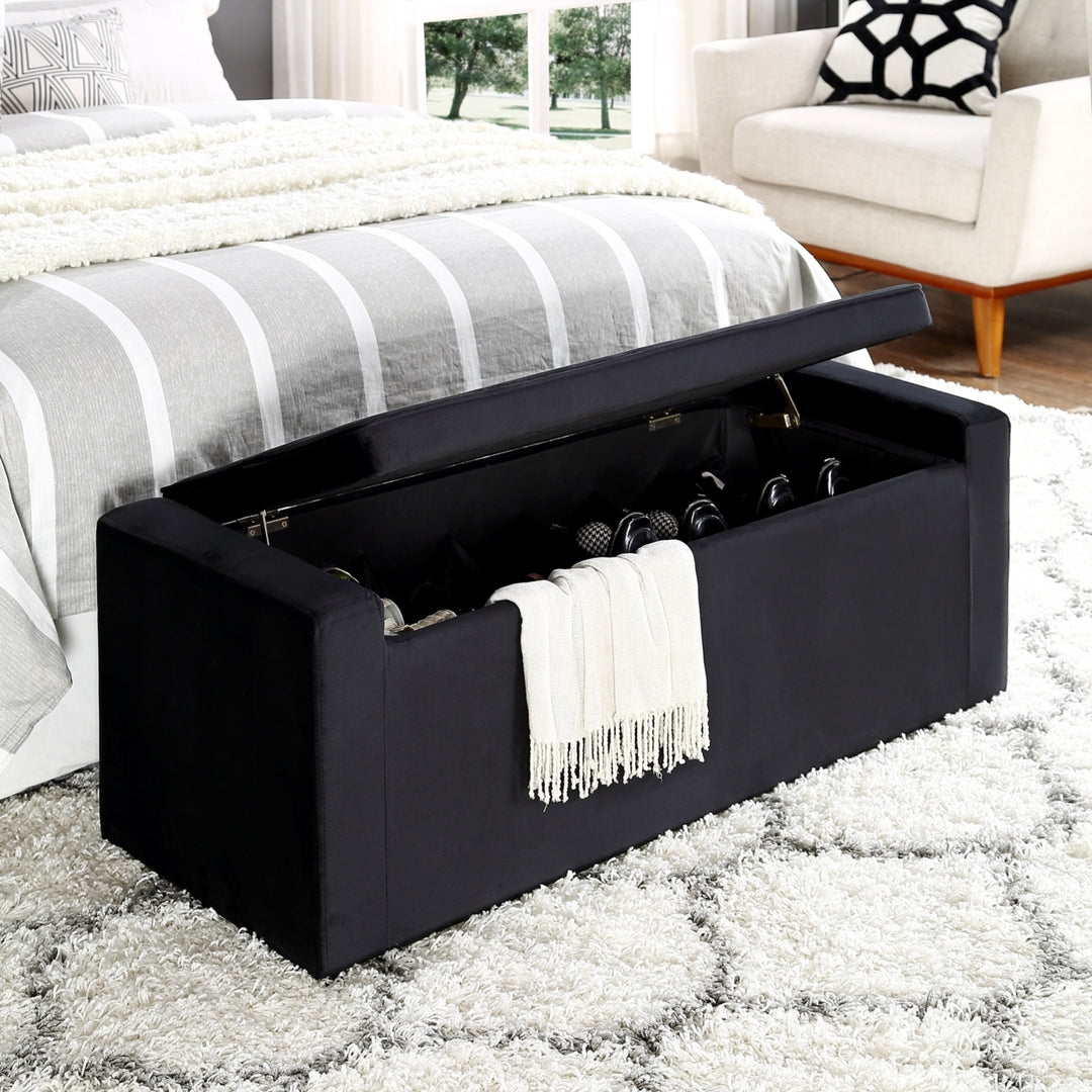 Carson Velvet Storage Bench-Shoe Storage-Upholstered-Living Room, Entryway, Bedroom-Inspired Home Image 6