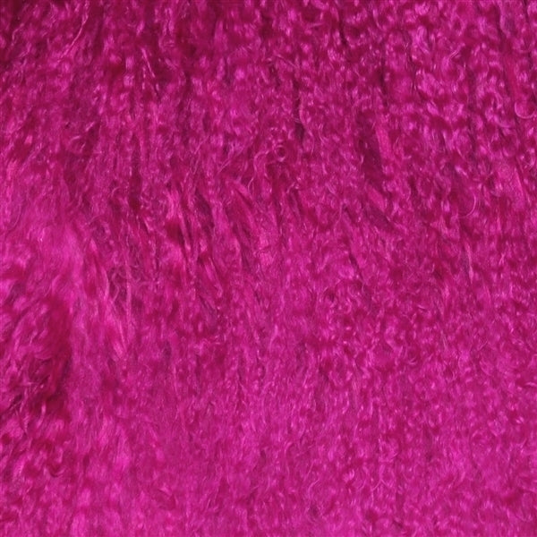 Pillow Decor - Mongolian Sheepskin Hot Magenta Pink Throw Pillow Image 2