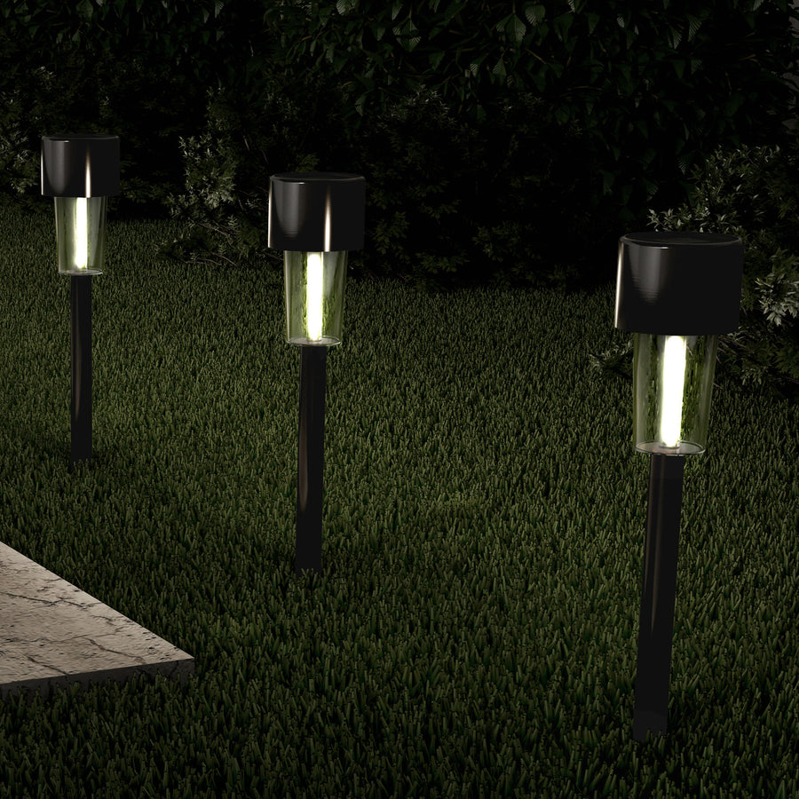 Set of 12 Solar Lights Pathway Garden Patio LED Lighting Driveway Path Edging Black Image 1