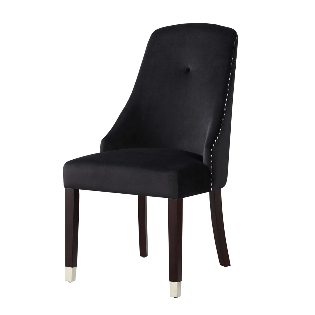 Kian Leather PU or Velvet Dining Chair-Set of 2-Metal Tip Leg-Nailhead Trim by Inspired Home Image 6