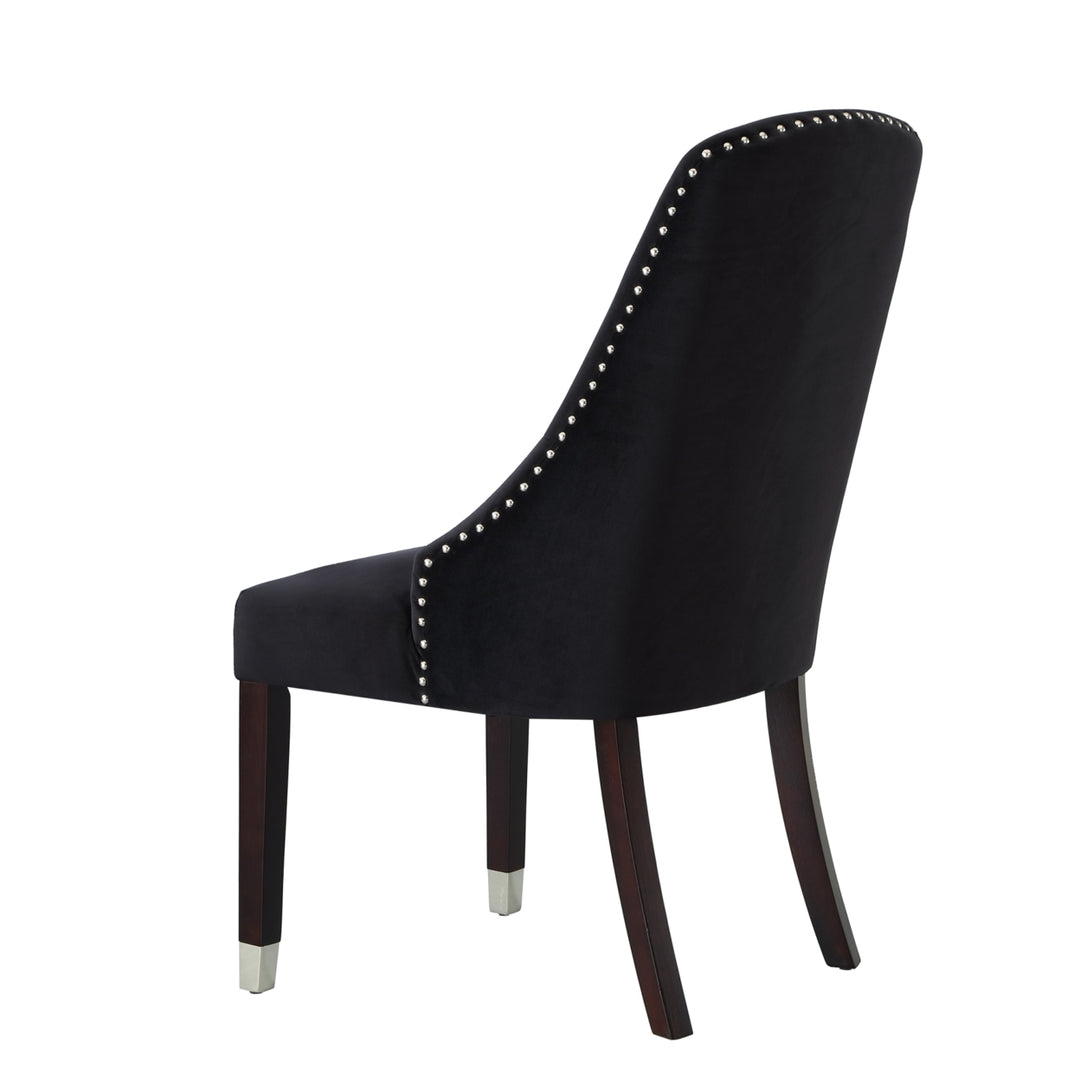 Kian Leather PU or Velvet Dining Chair-Set of 2-Metal Tip Leg-Nailhead Trim by Inspired Home Image 9