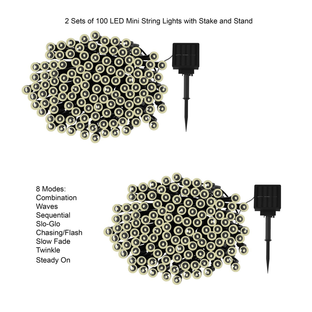 Outdoor Mini Solar String Lights- 200 LED Solar Powered Hanging Lighting with 8 Light Modes for Patio, Backyard, Garden, Image 4
