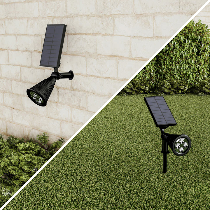 Solar Powered Outdoor Spotlights -Set of 2 Landscape Lights-Ground Stakes or Wall Mountable, 4 LED Bulbs-For Pathway, Image 5