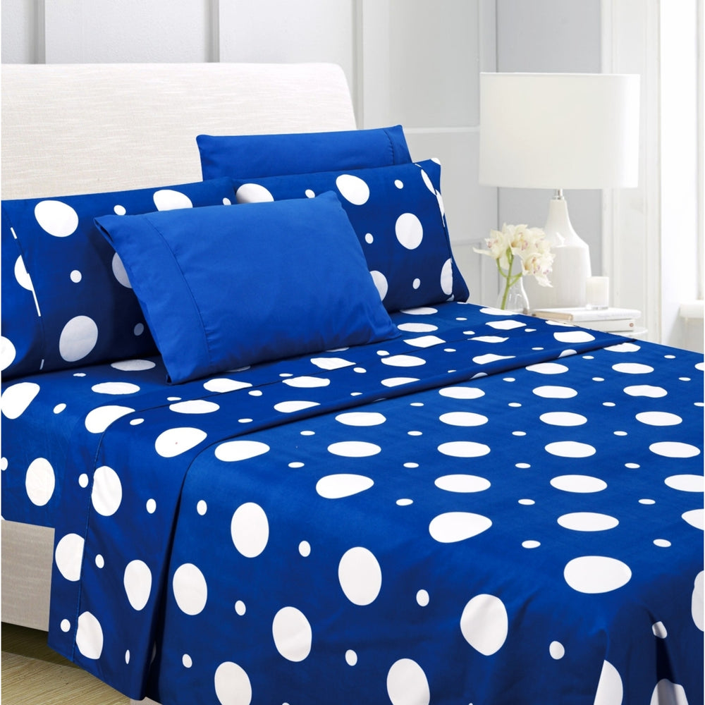 American Home Collection Ultra Soft 4-6 Piece Polka Dot Printed Bed Sheet Set Image 2