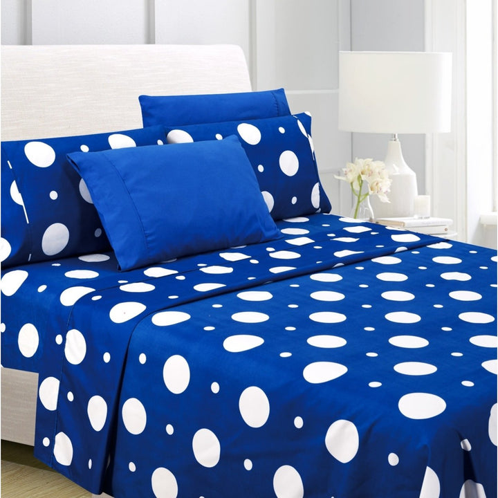 American Home Collection Ultra Soft 4-6 Piece Polka Dot Printed Bed Sheet Set Image 1