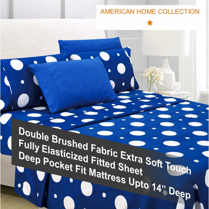 American Home Collection Ultra Soft 4-6 Piece Polka Dot Printed Bed Sheet Set Image 5