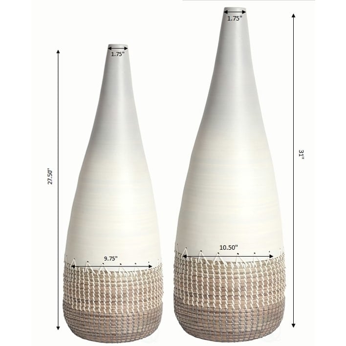 Tall Handwoven Bamboo and Seagrass Floor Vase: Eco-Friendly Home Dcor Accent - Organic Coastal Boho Chic Decoration Image 5