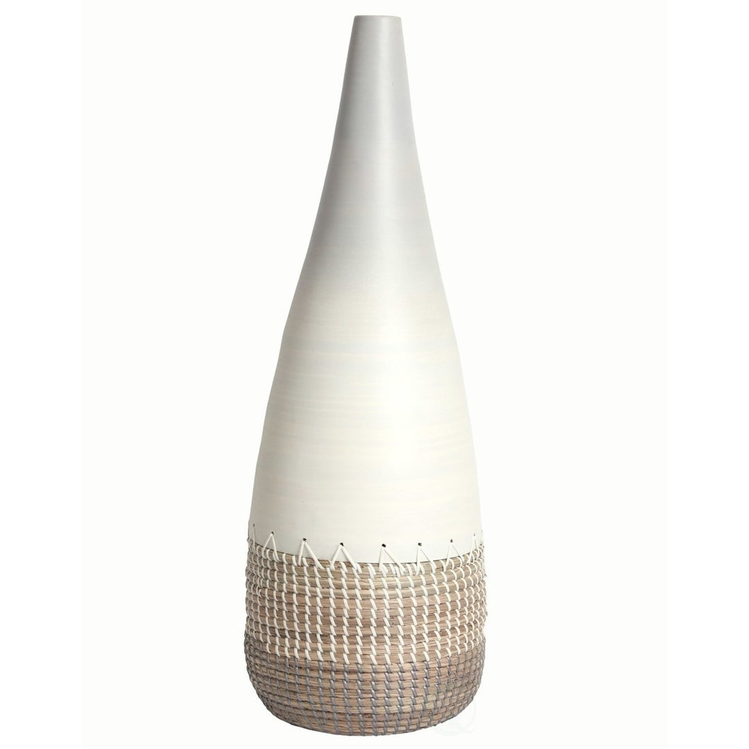 Tall Handwoven Bamboo and Seagrass Floor Vase: Eco-Friendly Home Dcor Accent - Organic Coastal Boho Chic Decoration Image 6
