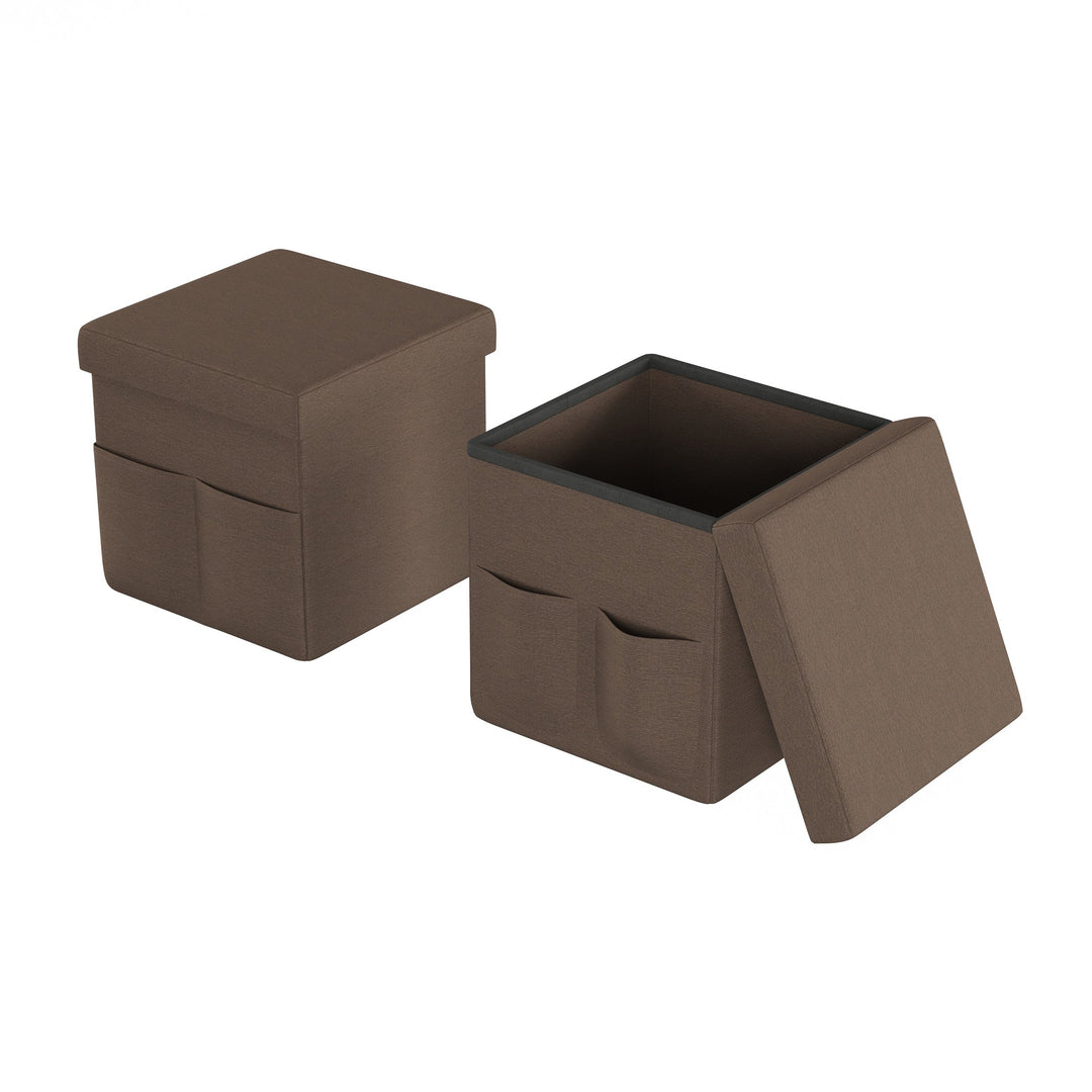 Foldable Storage Cube Ottoman with Pockets  Multipurpose Footrest Seat Organizer for Bedroom, Living Room, Dorm Image 4
