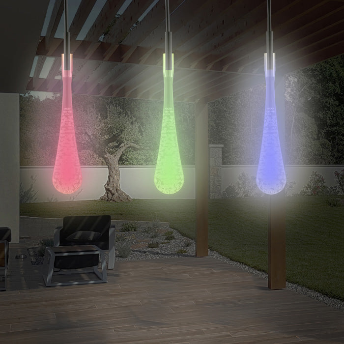 String Lights Set of 2 Solar Power Outdoor LED Decor Tear Drop Lighting 30 Colorful Bulbs Image 1