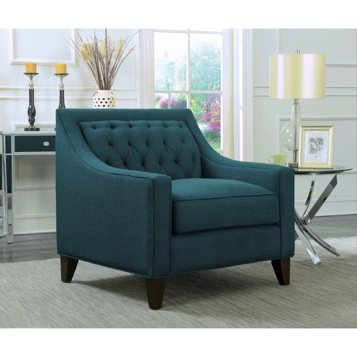 Vesta Linen Tufted Back Rest Modern Contemporary Club Chair Image 3