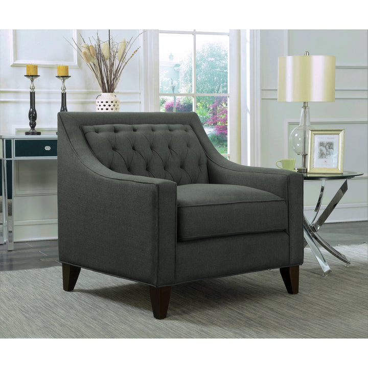 Vesta Linen Tufted Back Rest Modern Contemporary Club Chair Image 4