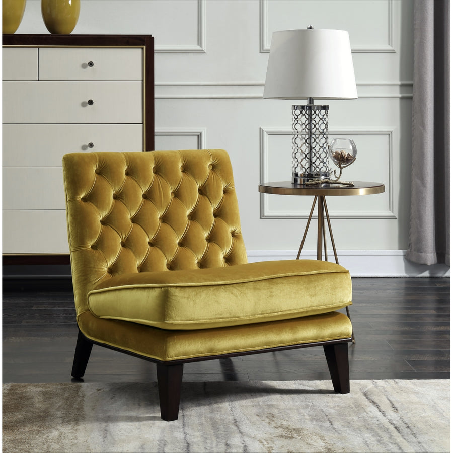 Priam Modern Neo Traditional Tufted Velvet Slipper Accent Chair Image 1