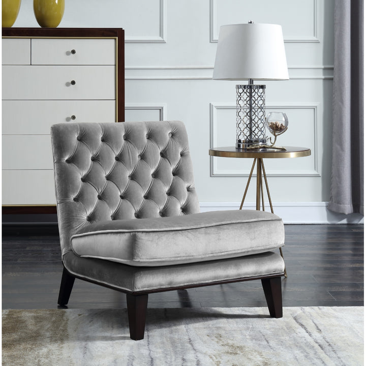 Priam Modern Neo Traditional Tufted Velvet Slipper Accent Chair Image 3