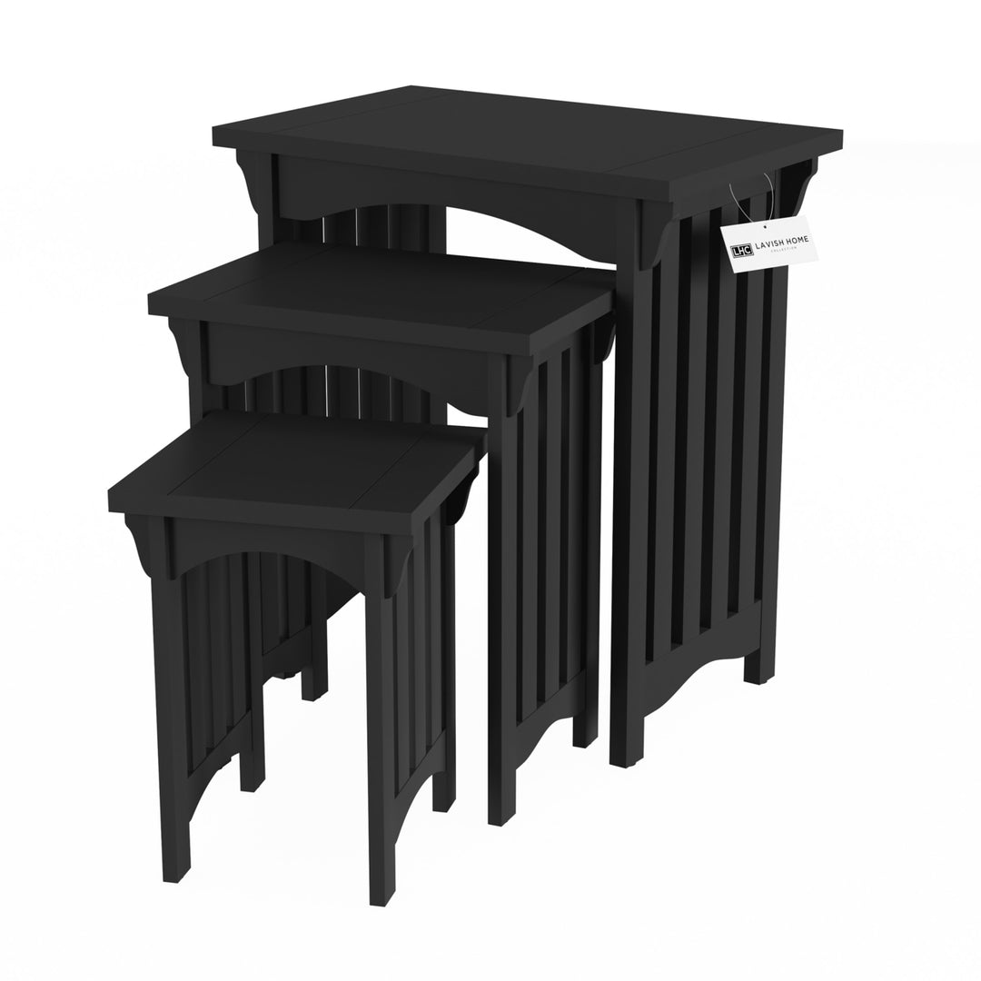 Black Nesting Tables-Set of 3, Traditional with Mission Style Legs for Living Room Coffee Tables or Nightstands Image 9