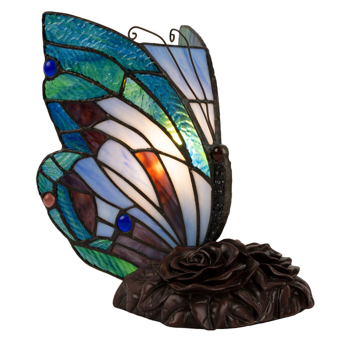 Tiffany Style Butterfly Table Desk Lamp Stained Glass LED Bulb Lighted Artwork Image 1