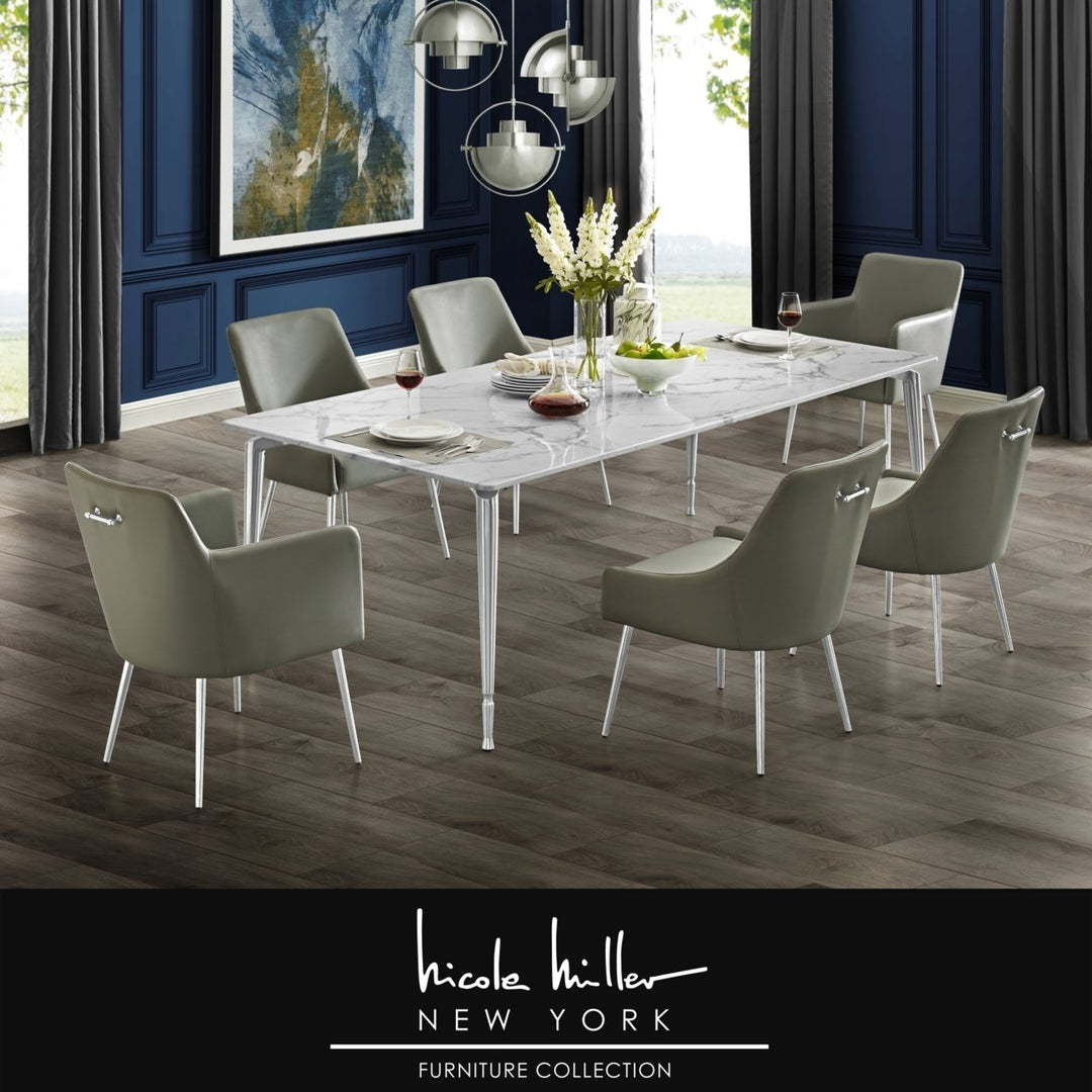 Nicole Miller Bridger Dining Table-Marble Top-Gold or Chrome Metal Leg-Modern Design-Inspired Home Image 3