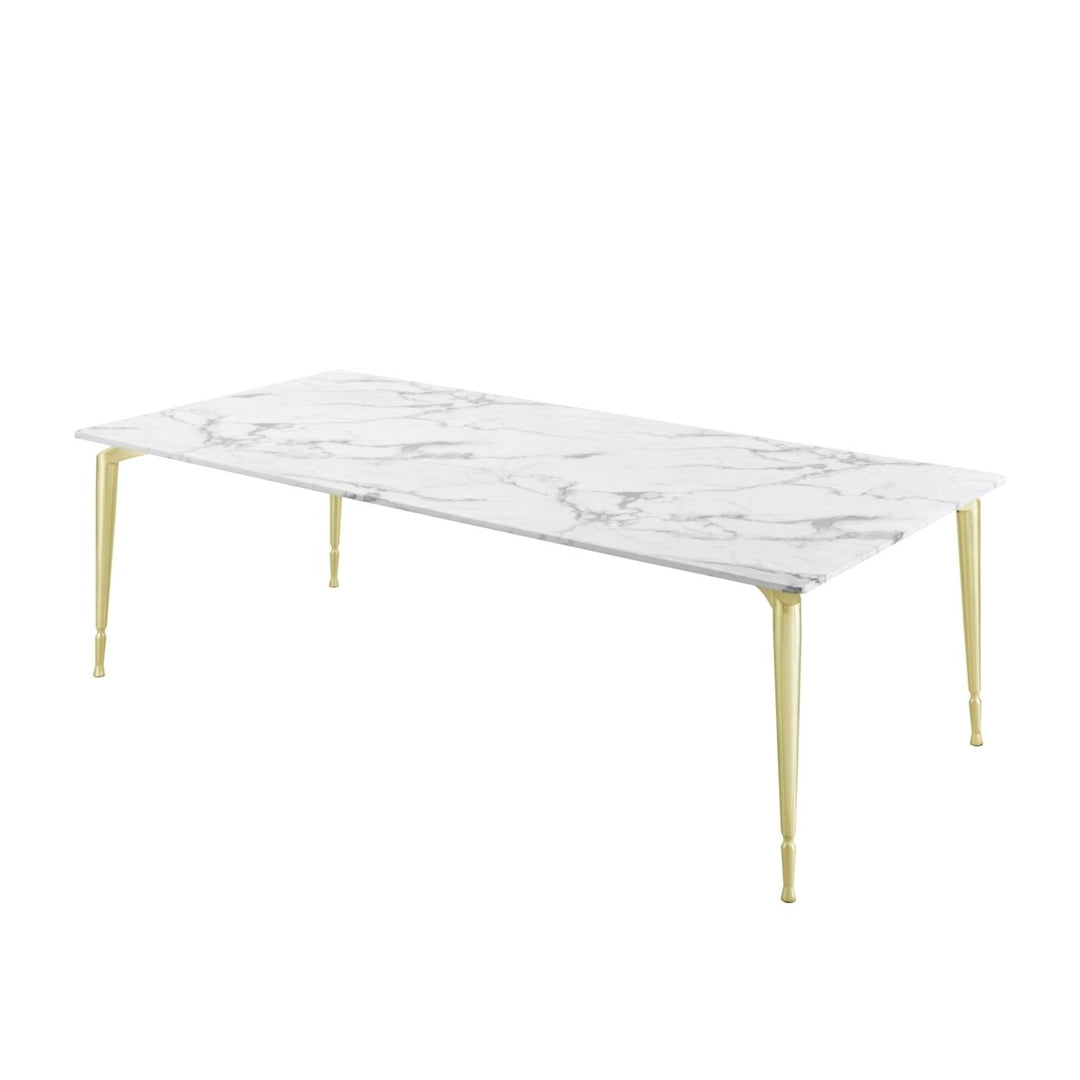 Nicole Miller Bridger Dining Table-Marble Top-Gold or Chrome Metal Leg-Modern Design-Inspired Home Image 5
