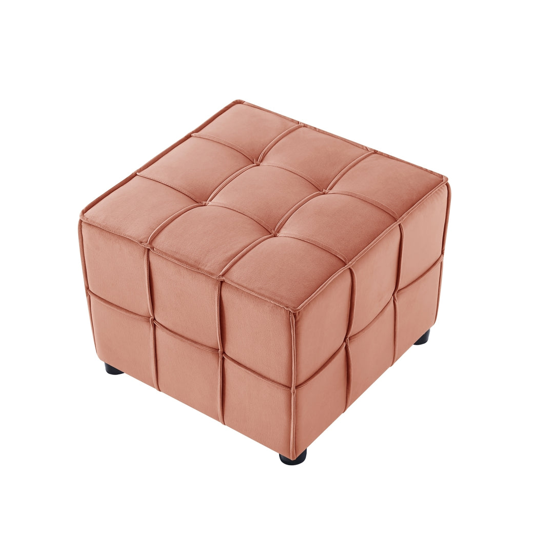 Loft Lyfe Fisher Velvet Allover Tufted Cube Ottoman Image 3
