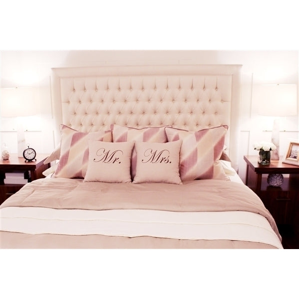 Pillow Decor - Mr and Mrs 18x18 Linen Pillow Set Image 3