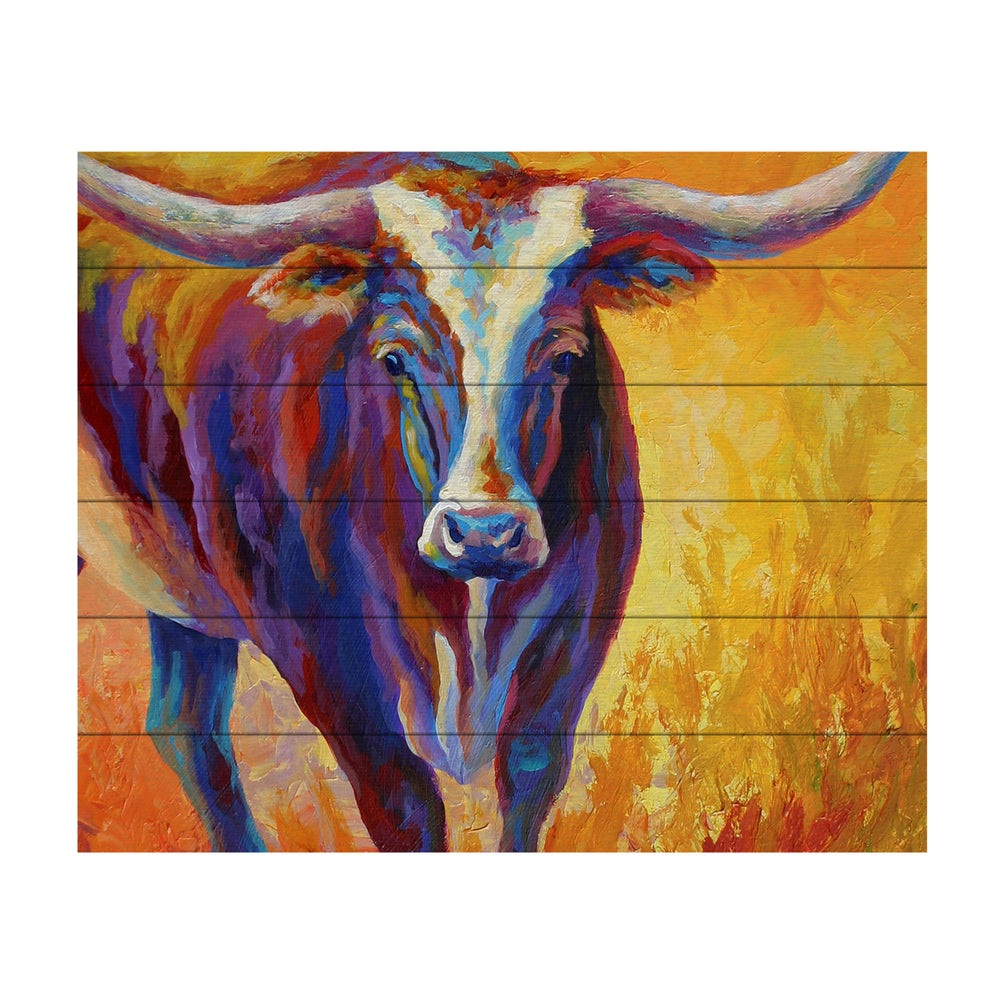 Wooden Slat Art 18 x 22 Inches Titled Stepping Out Longhorn Ready to Hang  Picture Image 2