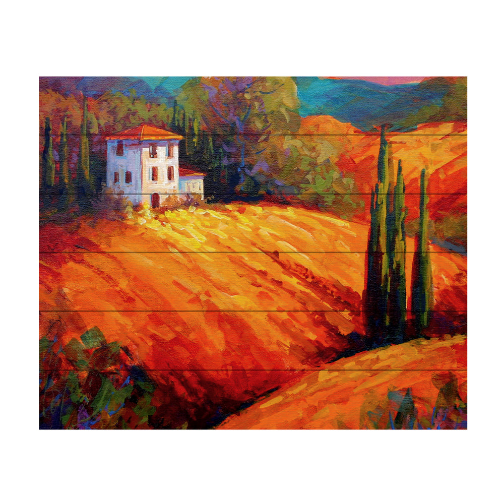 Wooden Slat Art 18 x 22 Inches Titled Tuscan Villa Evening Ready to Hang  Picture Image 2