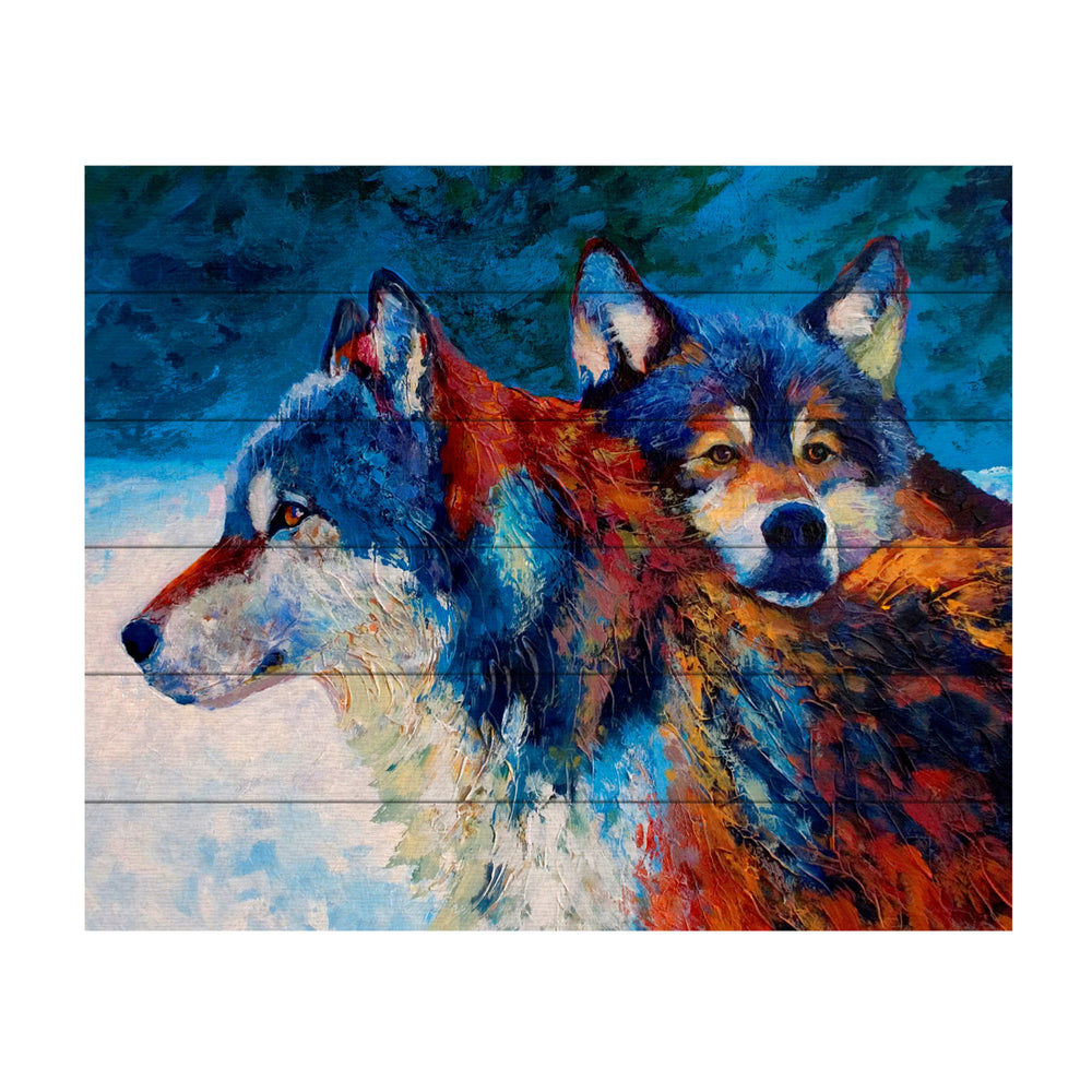Wooden Slat Art 18 x 22 Inches Titled Wolves Ready to Hang  Picture Image 2