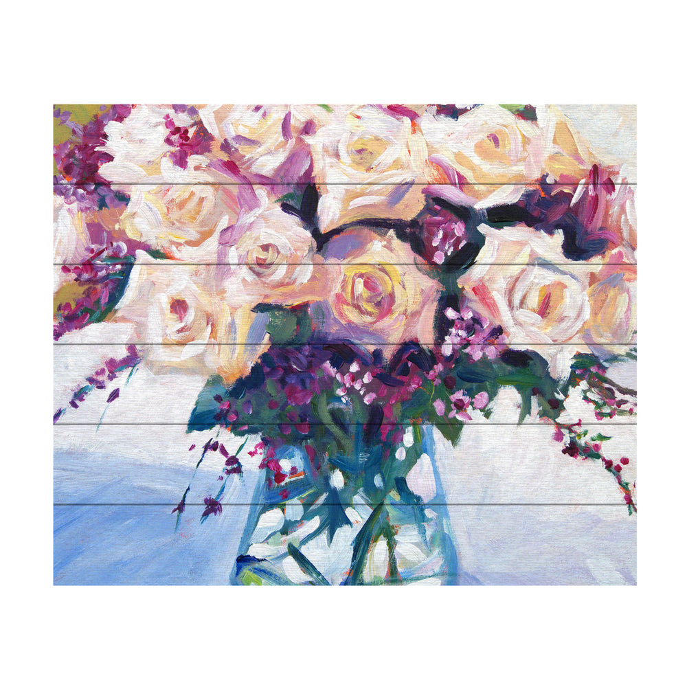 Wooden Slat Art 18 x 22 Inches Titled Roses in Glass Ready to Hang  Picture Image 2