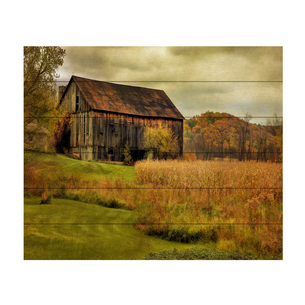 Wooden Slat Art 18 x 22 Inches Titled Old Barn on Rainy Day Ready to Hang  Picture Image 2