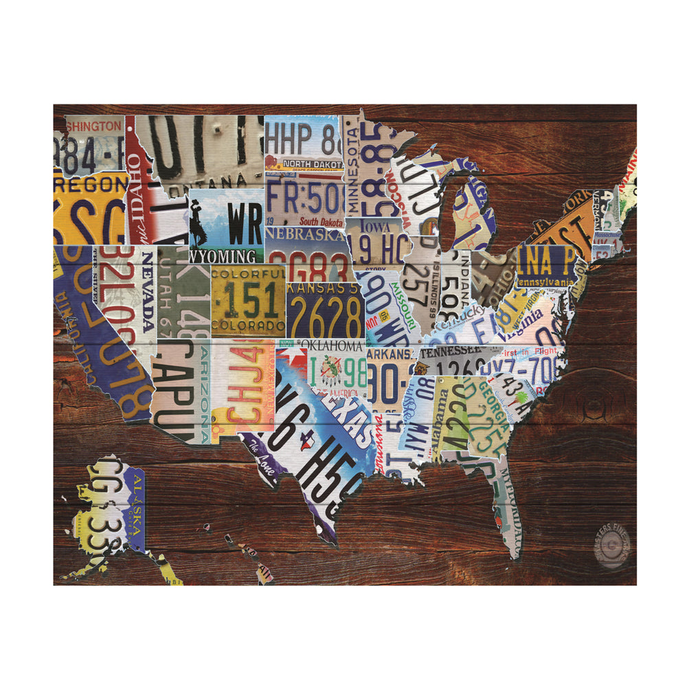Wooden Slat Art 18 x 22 Inches Titled USA License Plate Map on Wood Ready to Hang  Picture Image 2
