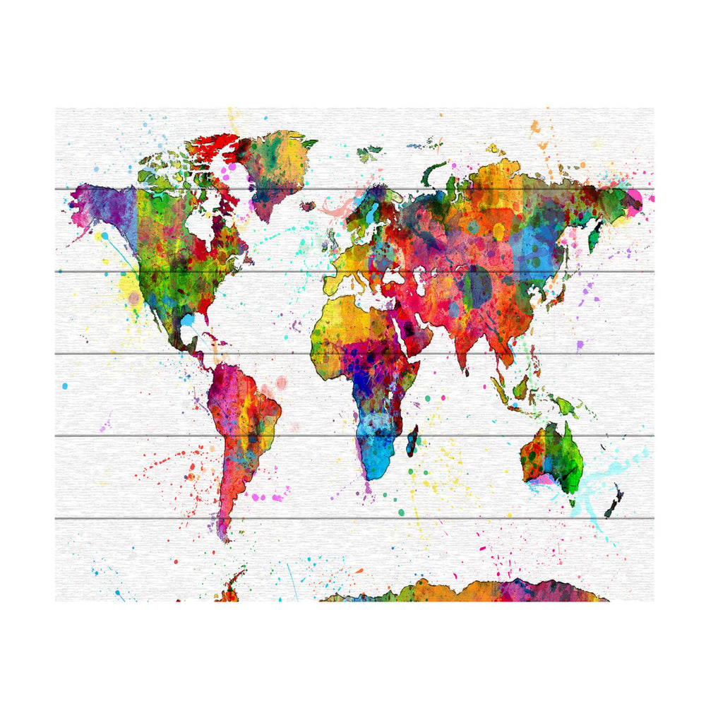 Wooden Slat Art 18 x 22 Inches Titled Map of the World Watercolor Ready to Hang  Picture Image 2