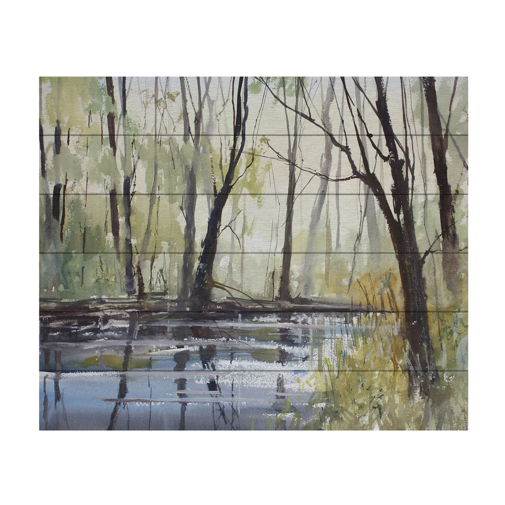 Wooden Slat Art 18 x 22 Inches Titled Pine River Reflections Ready to Hang  Picture Image 2