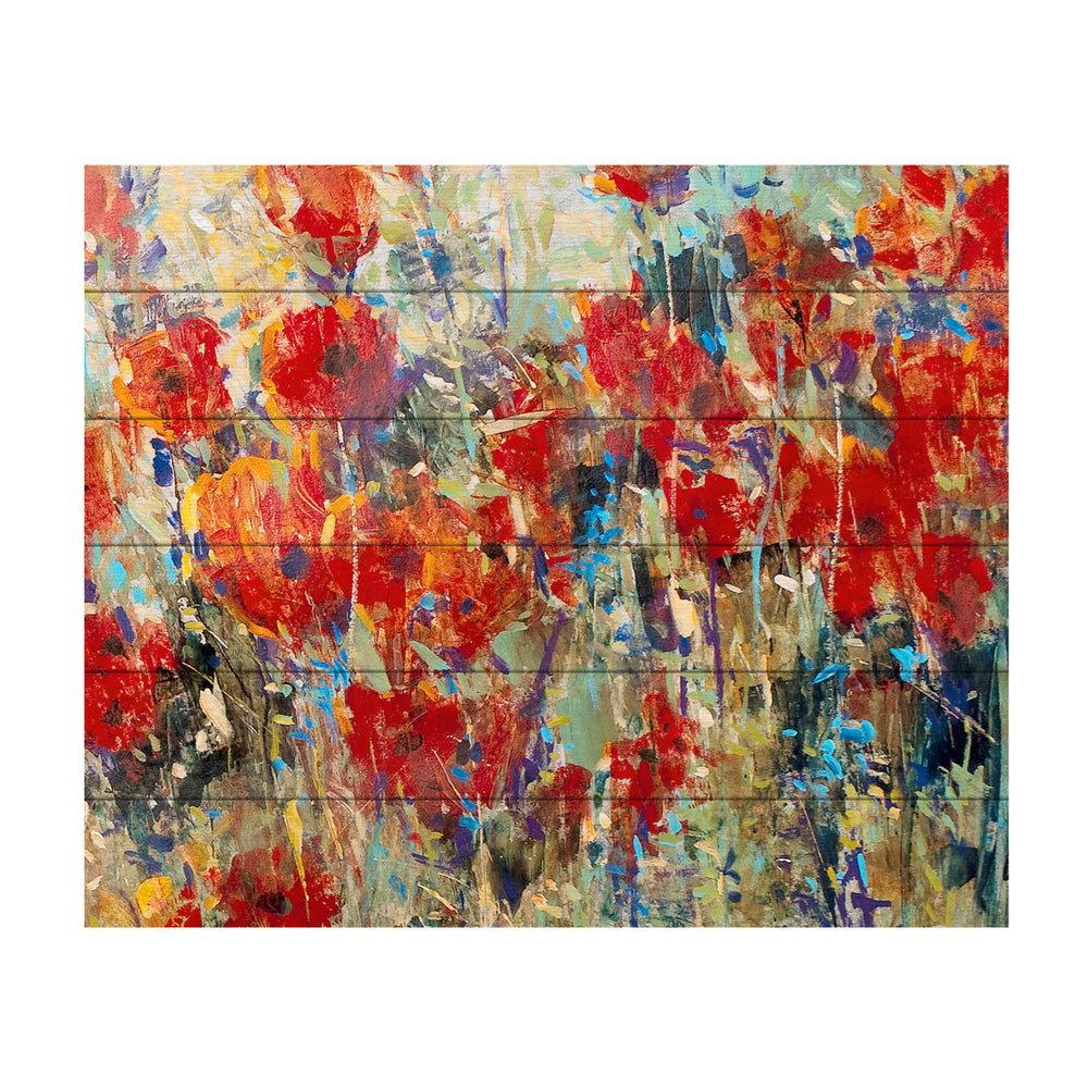 Wooden Slat Art 18 x 22 Inches Titled Red Poppy Field Ii Ready to Hang  Picture Image 2