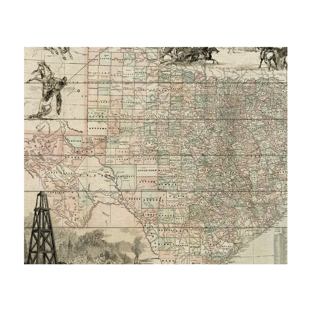 Wooden Slat Art 18 x 22 Inches Titled Map Of Texas Ready to Hang  Picture Image 2