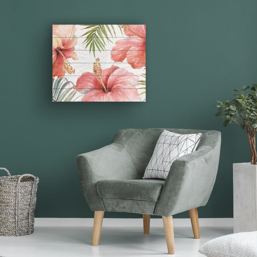 Wooden Slat Art 18 x 22 Inches Titled Tropical Blush I Ready to Hang  Picture Image 1