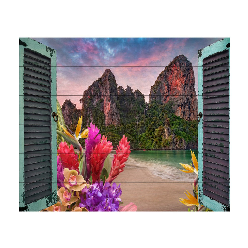 Wooden Slat Art 18 x 22 Inches Titled Window to Paradise VI Ready to Hang  Picture Image 2