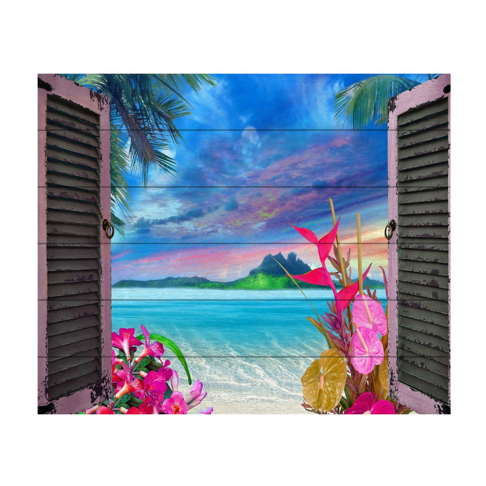 Wooden Slat Art 18 x 22 Inches Titled Window to Paradise VII Ready to Hang  Picture Image 2
