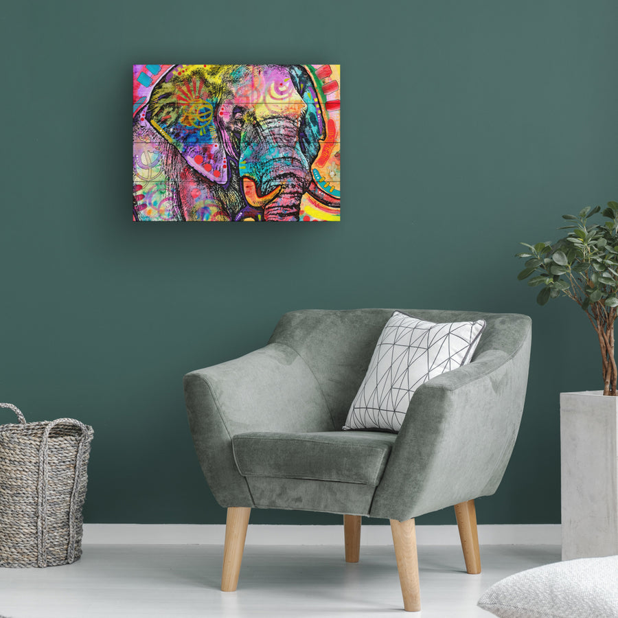 Wall Art 12 x 16 Inches Titled Elephant Ready to Hang Printed on Wooden Planks Image 1
