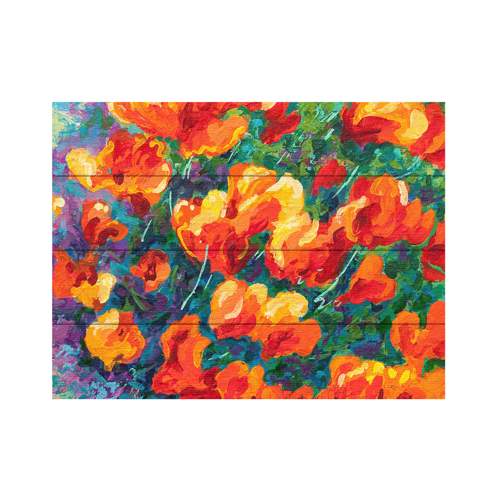 Wall Art 12 x 16 Inches Titled Cal Poppies Ready to Hang Printed on Wooden Planks Image 2