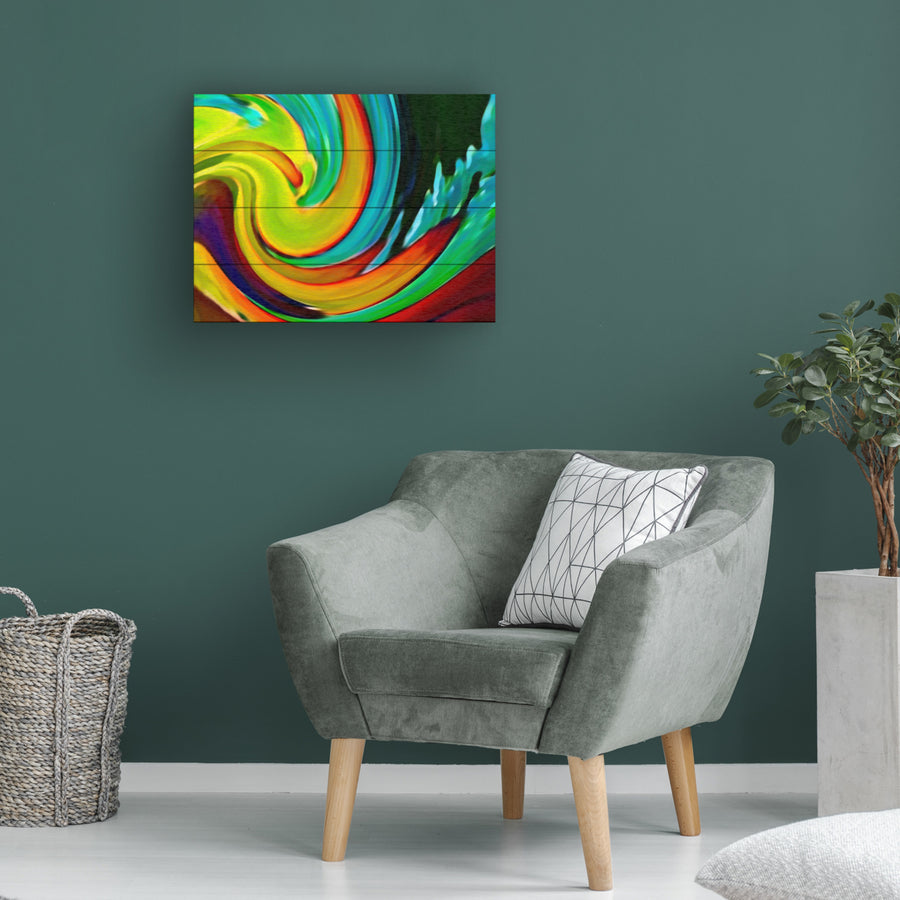 Wall Art 12 x 16 Inches Titled Crashing Wave Ready to Hang Printed on Wooden Planks Image 1