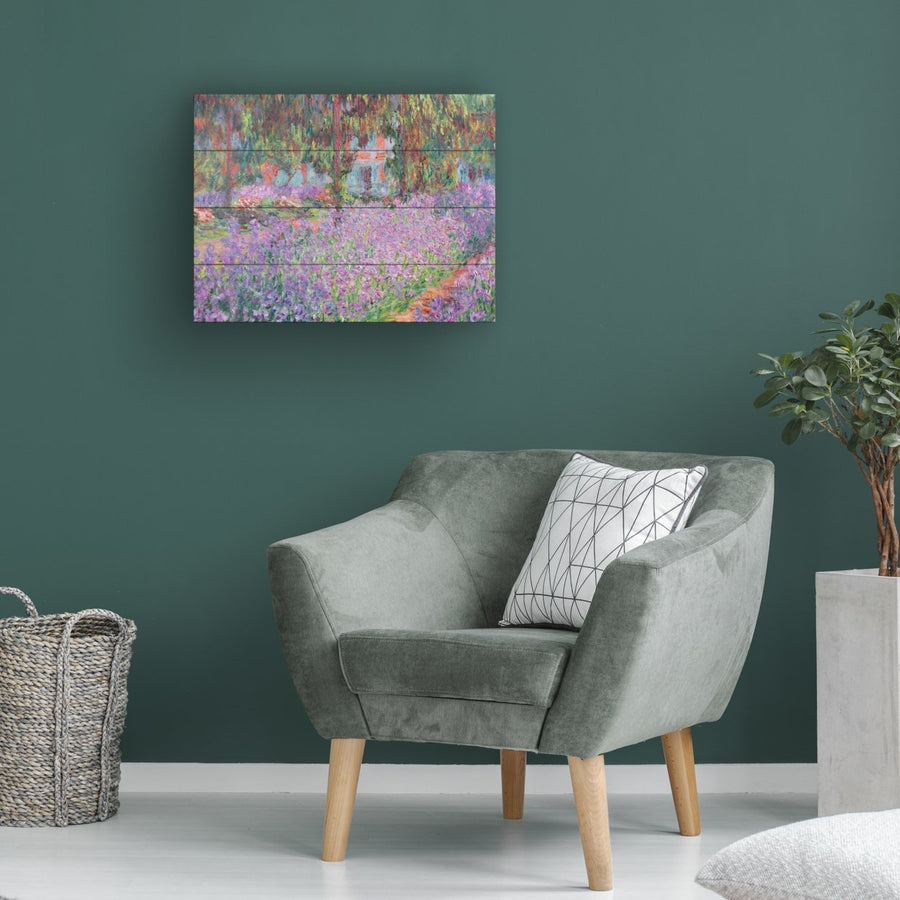 Wall Art 12 x 16 Inches Titled The Artists Garden at Giverny Ready to Hang Printed on Wooden Planks Image 1