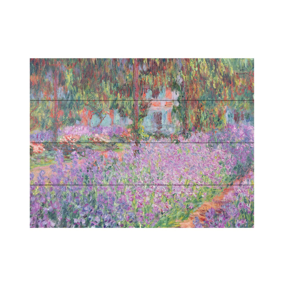 Wall Art 12 x 16 Inches Titled The Artists Garden at Giverny Ready to Hang Printed on Wooden Planks Image 2