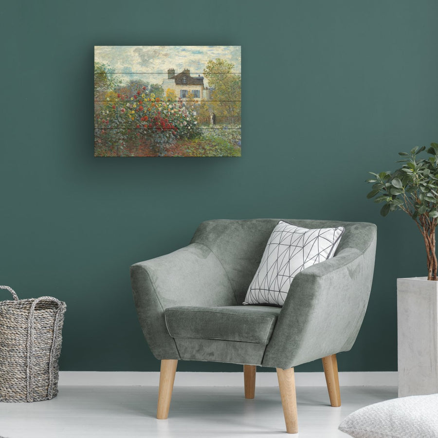 Wall Art 12 x 16 Inches Titled The Artists Garden In Argenteuil Ready to Hang Printed on Wooden Planks Image 1