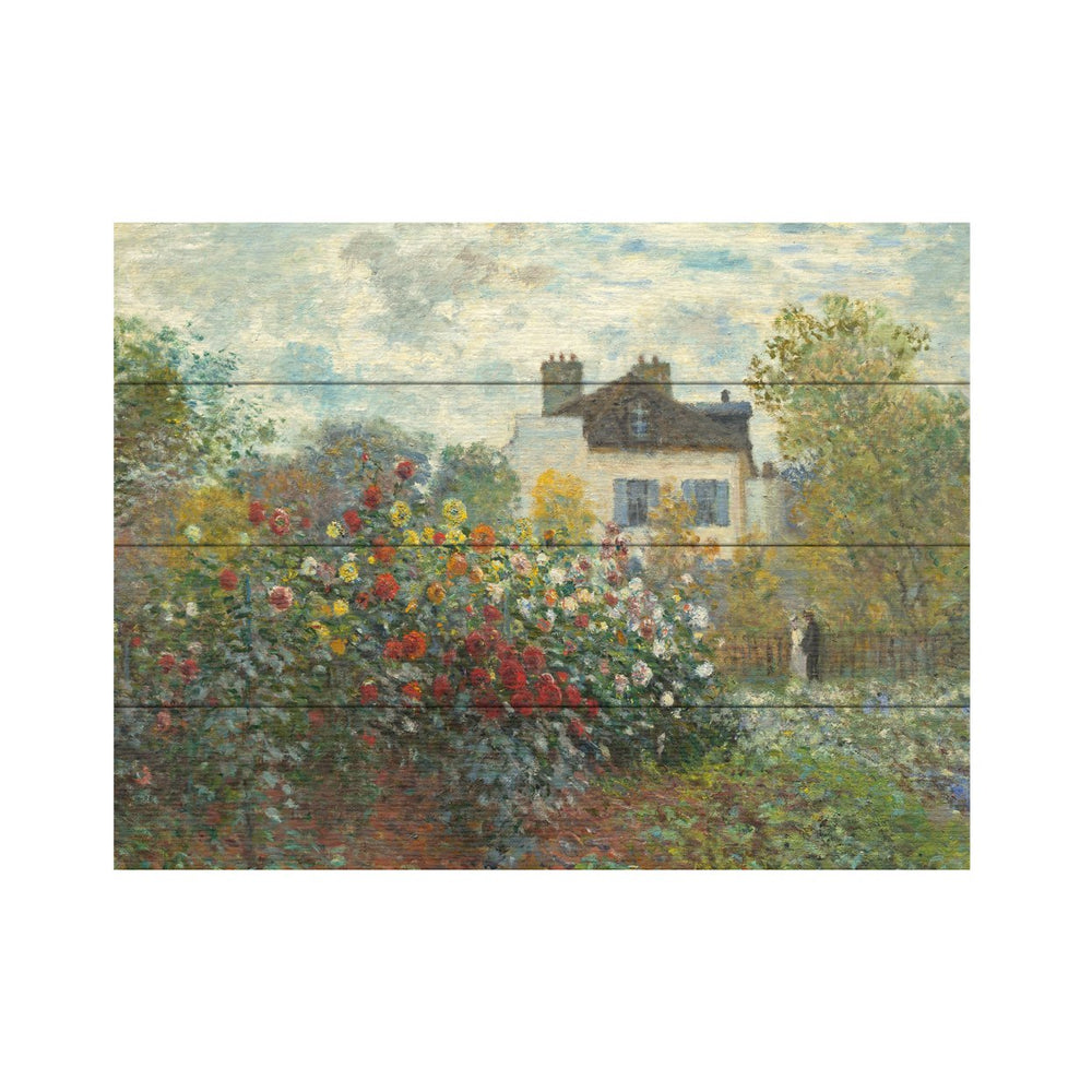 Wall Art 12 x 16 Inches Titled The Artists Garden In Argenteuil Ready to Hang Printed on Wooden Planks Image 2