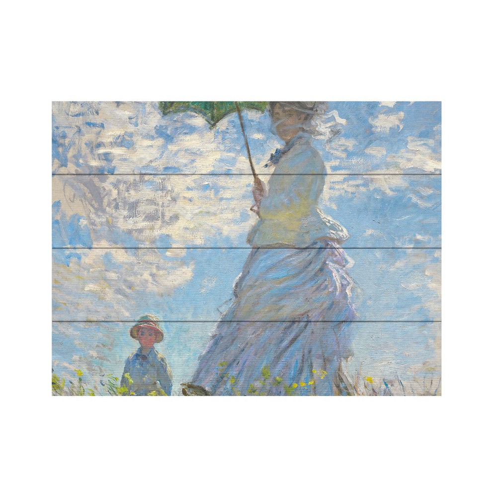 Wall Art 12 x 16 Inches Titled Woman With a Parasol 1875 Ready to Hang Printed on Wooden Planks Image 2