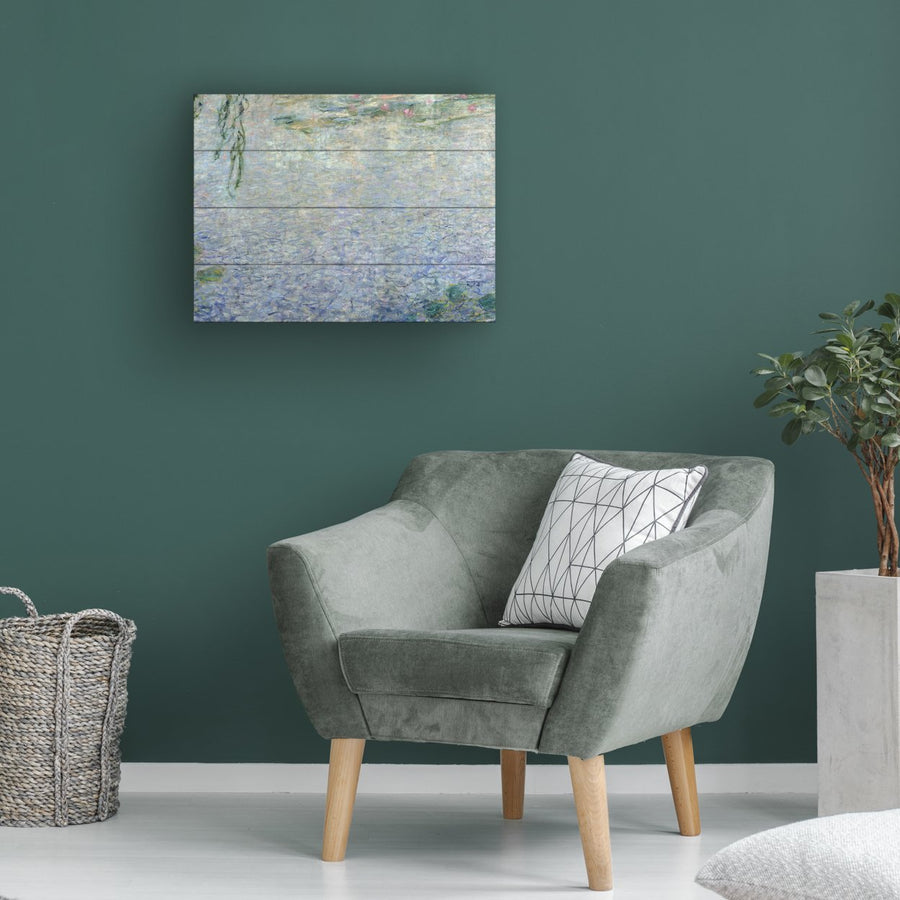 Wall Art 12 x 16 Inches Titled Waterlillies Morning II Ready to Hang Printed on Wooden Planks Image 1
