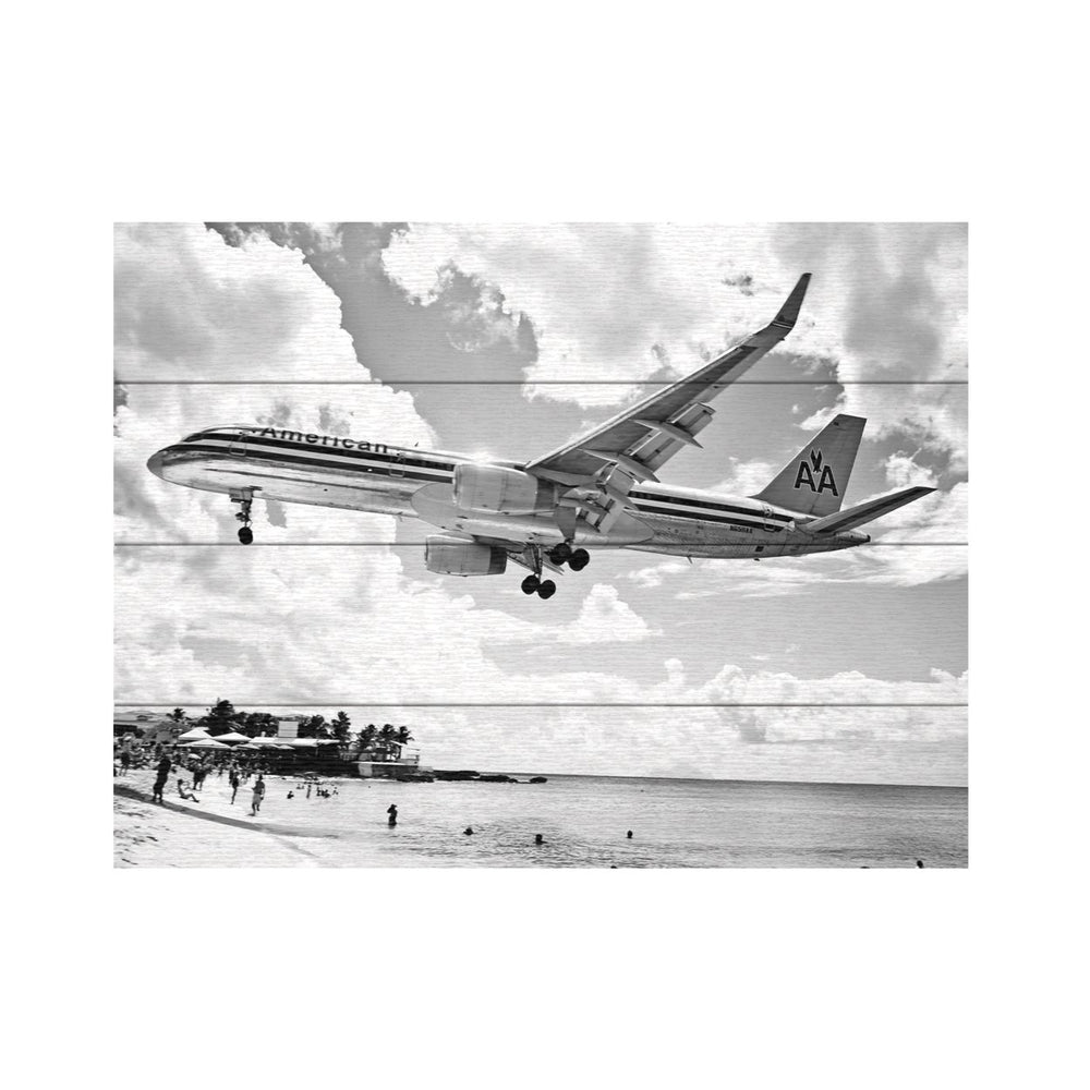 Wall Art 12 x 16 Inches Titled American Airliner Ready to Hang Printed on Wooden Planks Image 2