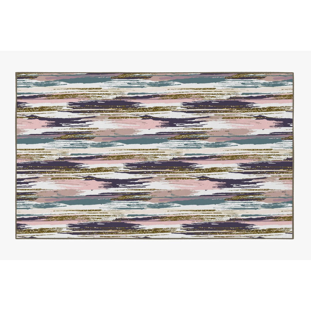 Deerlux Modern Living Room Area Rug with Nonslip Backing, Abstract Brushstrokes and Glitter Pattern Image 3
